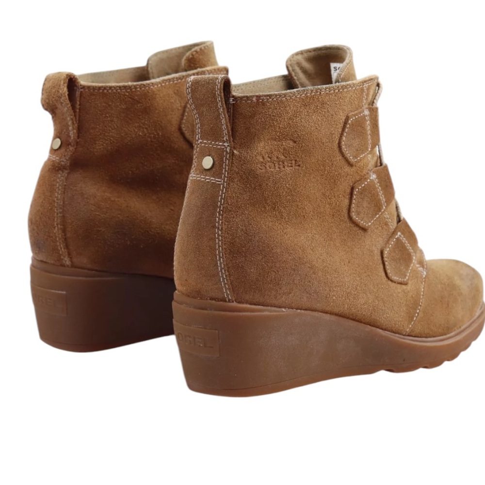 Sorel Toronto Wedge Heels Ankle Lace Up Brown Suede Light Brown Wedge Boots - Picture 9 of 12